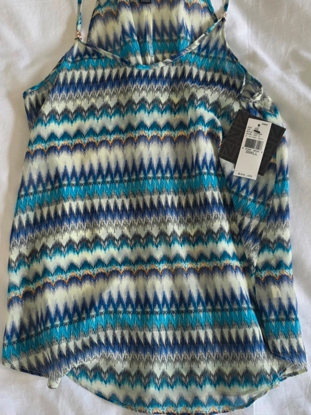 Boho Festival Y2K Vacation Resortwear Coquette IZ Byer Ikat Halter Tank S